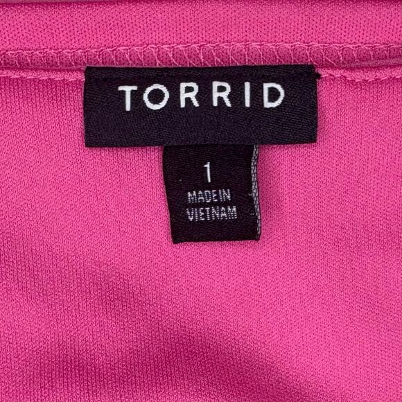 Torrid Pink Dress Size 1 Blouson Grecian Barbiecore Goddess Spaghetti Strap - Picture 6 of 9